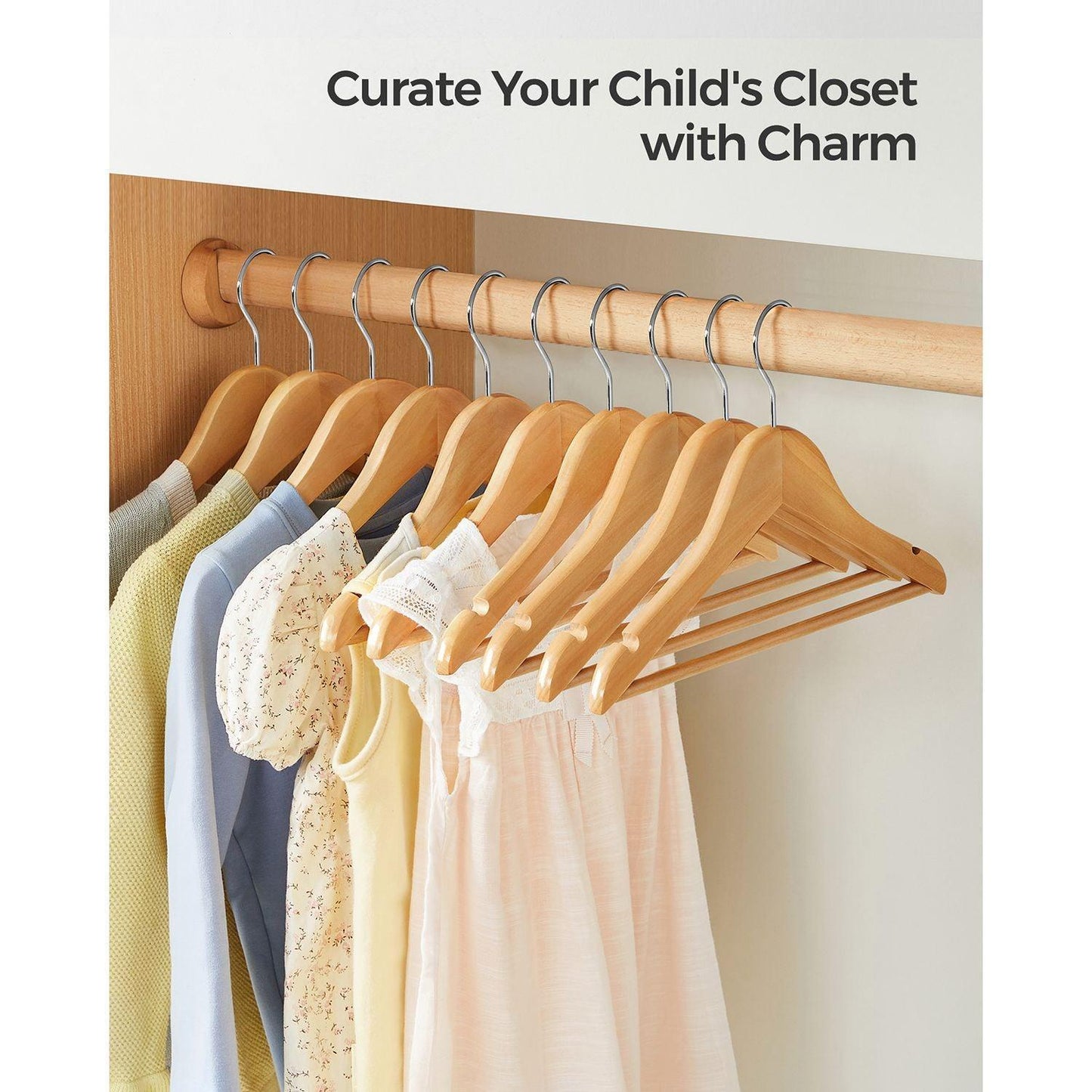 10-Pack Kids Wooden Hangers FredCo