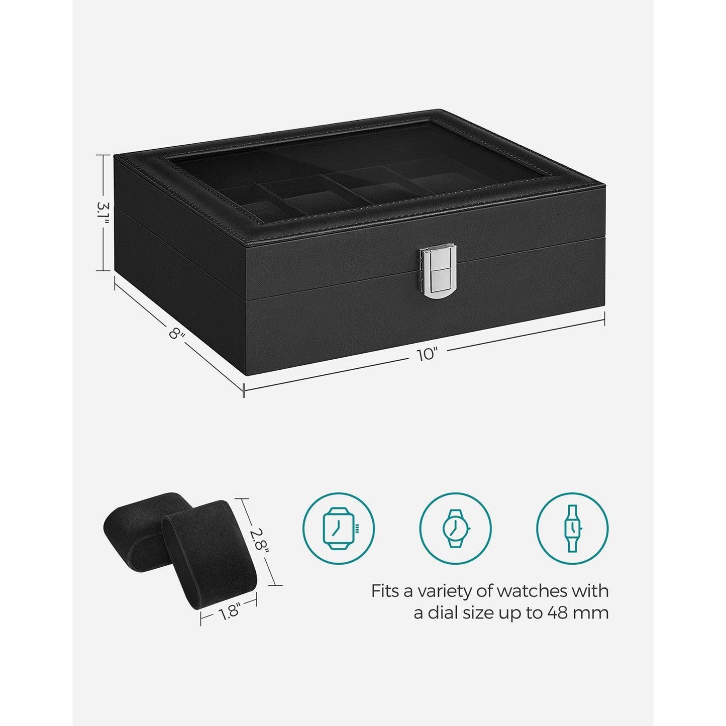10-Slot Watch Box with Glass Lid FredCo