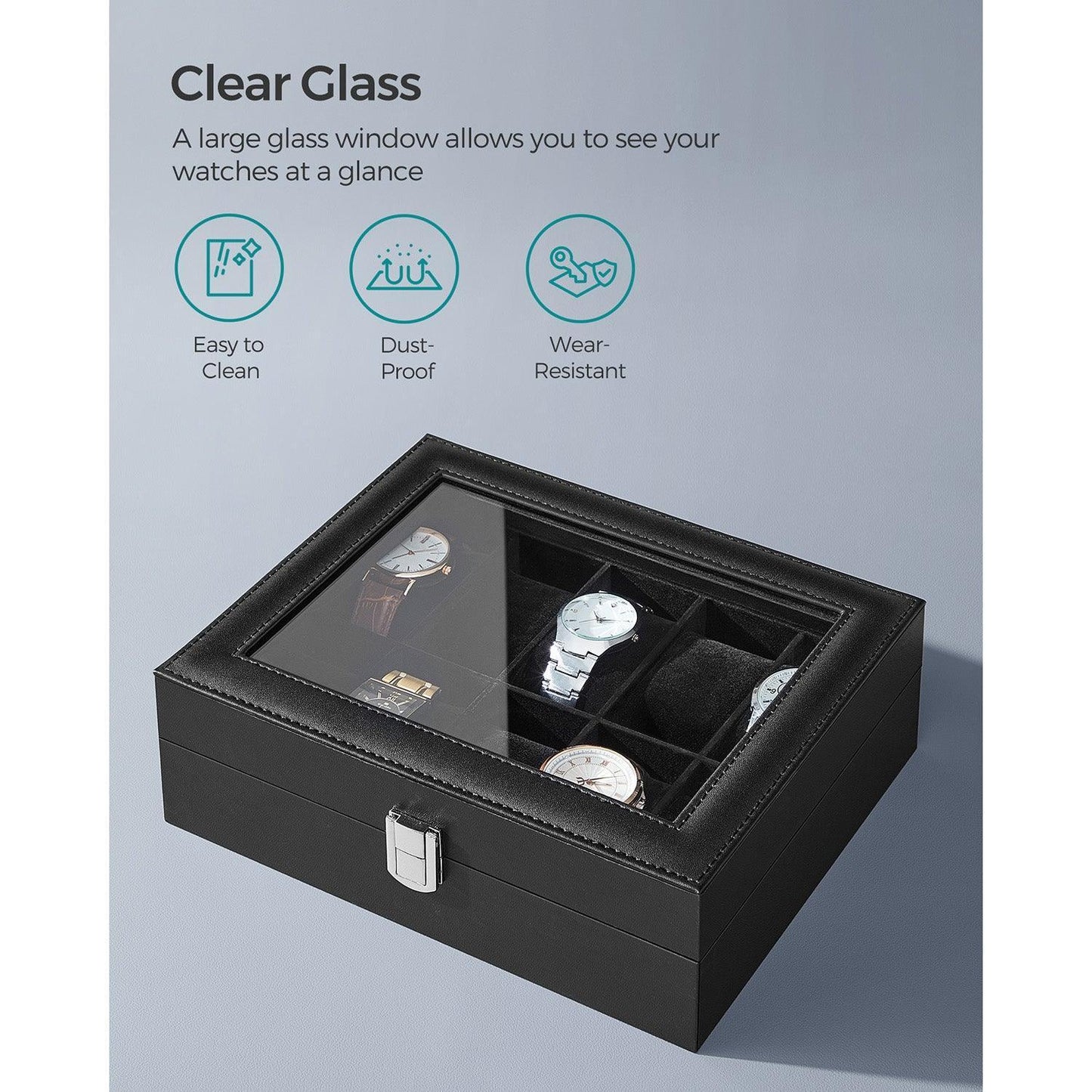 10-Slot Watch Box with Glass Lid FredCo