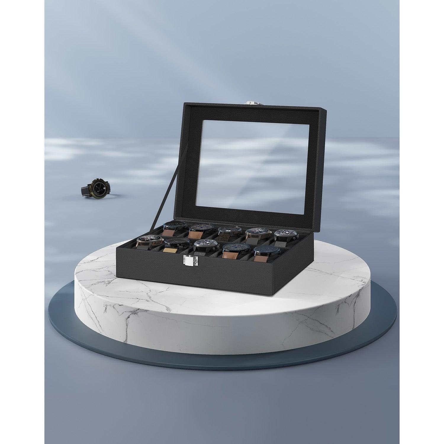 10-Slot Watch Box with Glass Lid FredCo