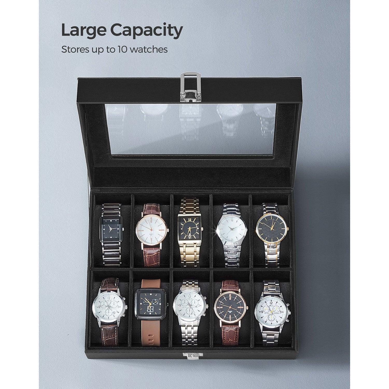 10-Slot Watch Box with Glass Lid FredCo
