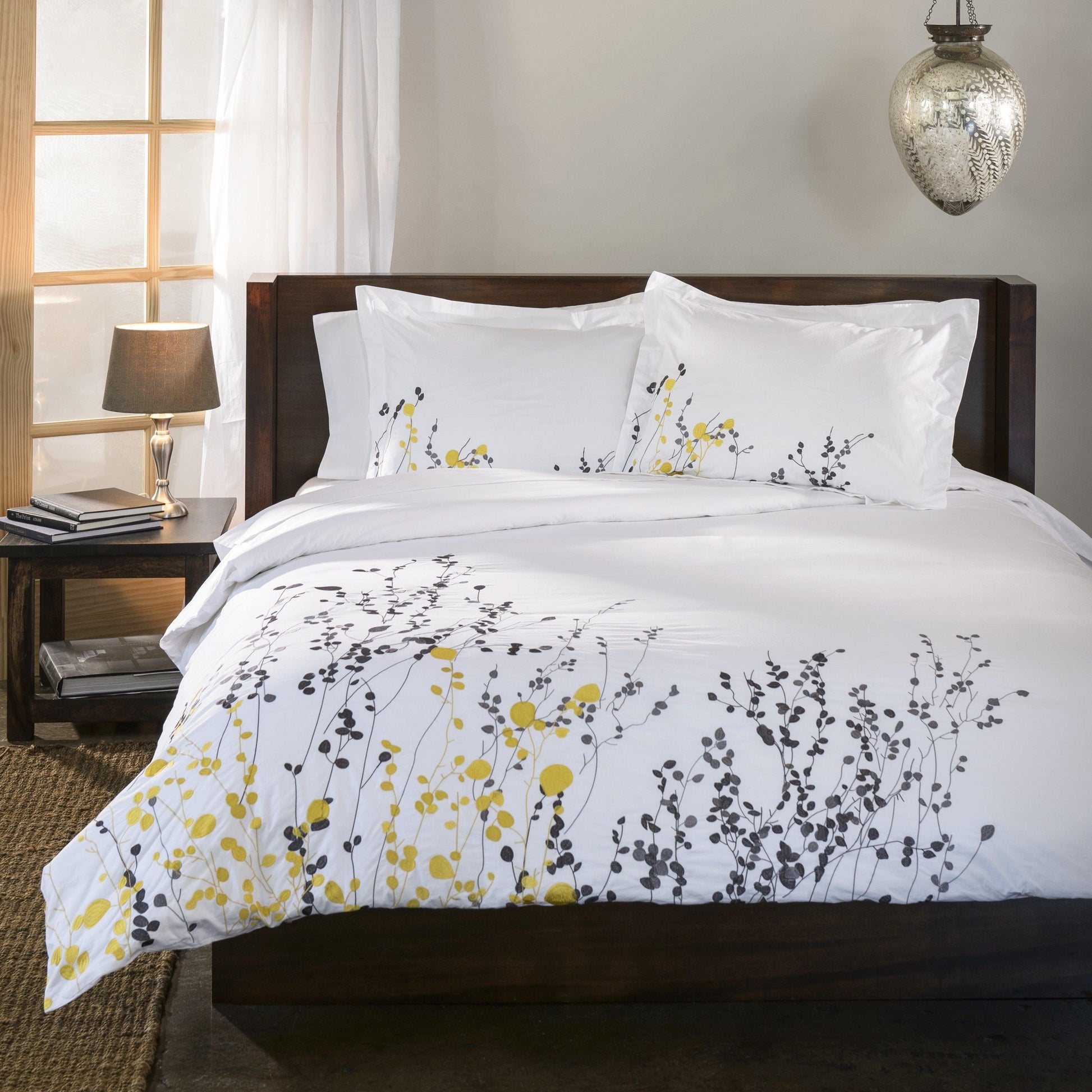 100% Cotton Floral Abstract Embroidered Duvet Cover Set FredCo
