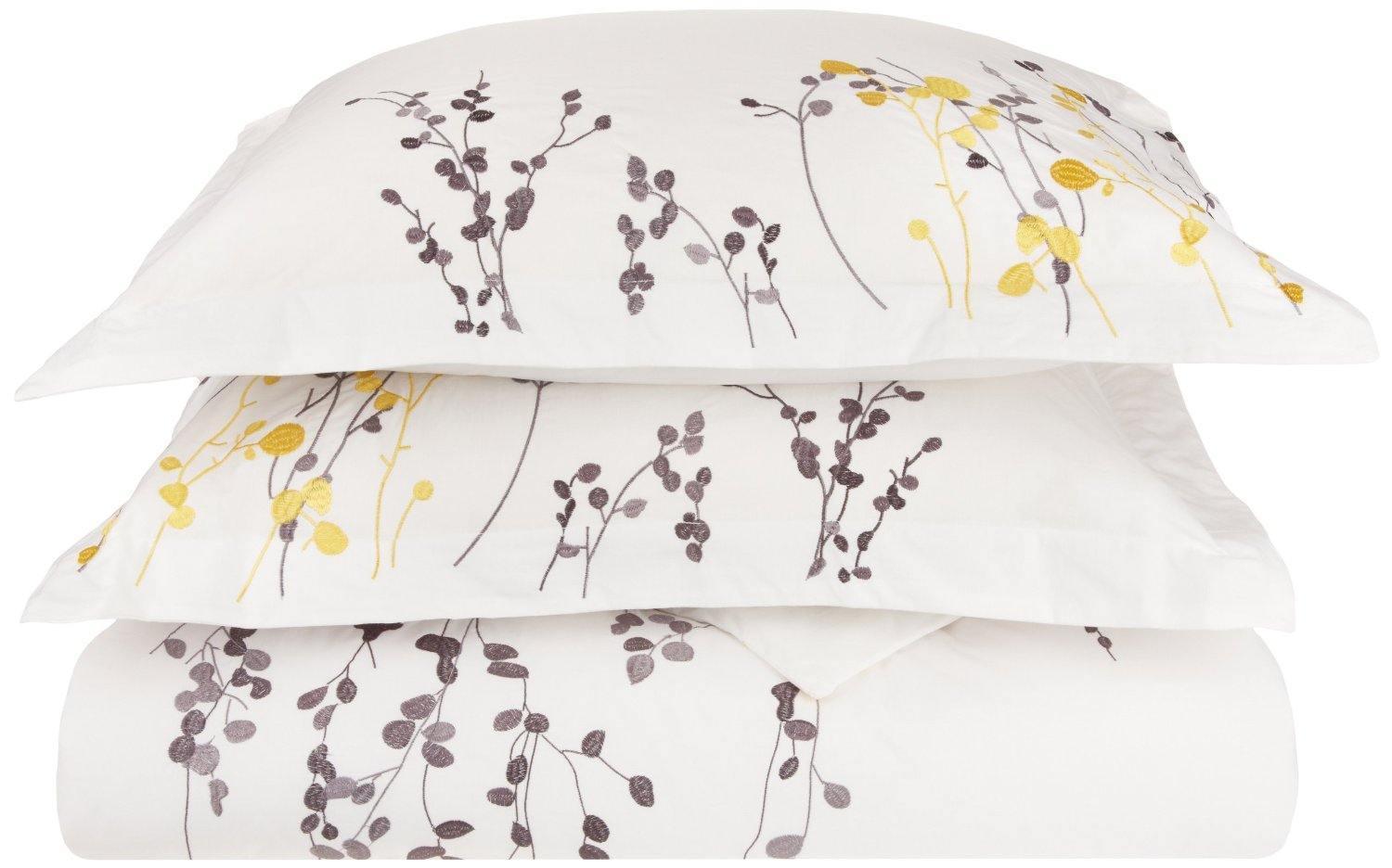 100% Cotton Floral Abstract Embroidered Duvet Cover Set FredCo