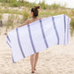 100% Cotton Fouta Beach Towel, Meera Stripes Coastastal Resort FredCo