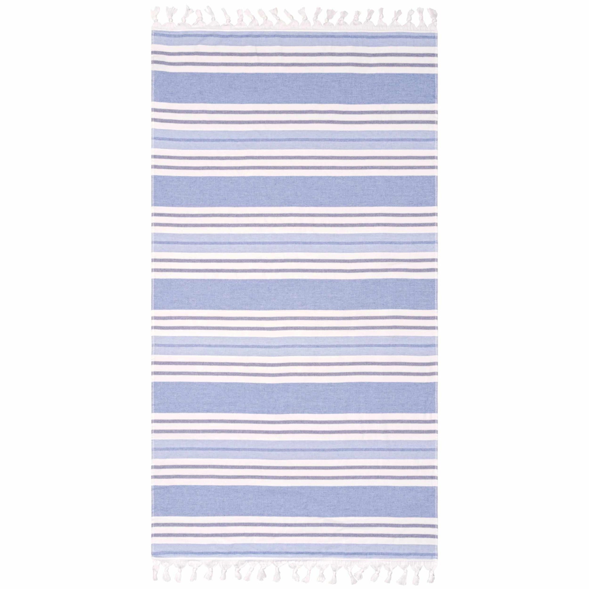 100% Cotton Fouta Beach Towel, Meera Stripes with Fringes FredCo