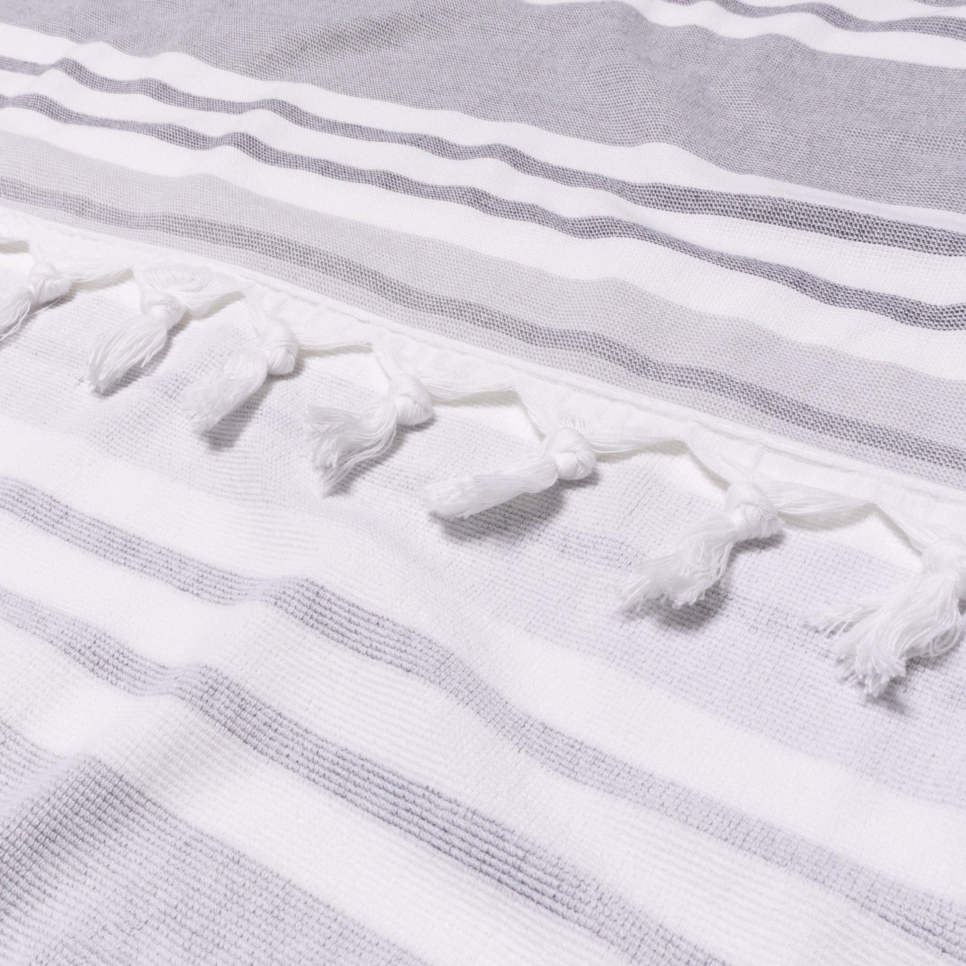 100% Cotton Fouta Beach Towel, Meera Stripes with Fringes FredCo