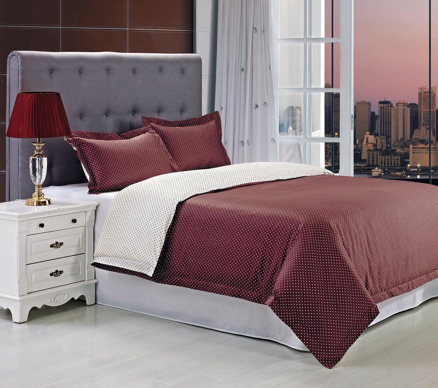 100% Long-Staple Cotton Soft Reversible Duvet Cover Pilow Sham Set FredCo