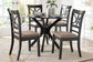 Baxton Studio Julia 5-Piece Dining Set - Compact Mid-Century Modern Round Table and Chair Set for Dining Room, Kitchen, Apartment, Sand