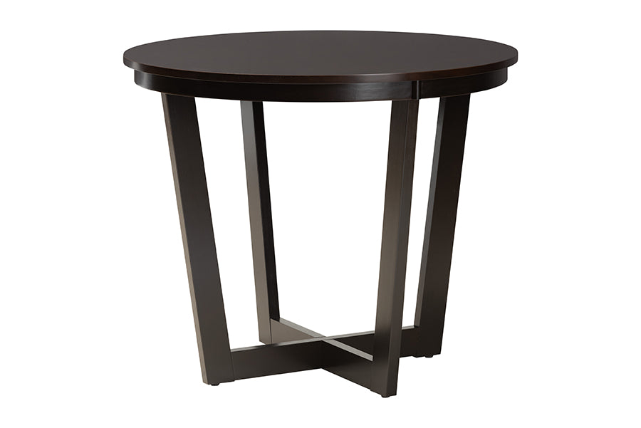 Baxton Studio Penny 5-Piece Dining Set - Compact Mid-Century Modern Round Table and Chair Set for Dining Room, Kitchen, Apartment, Sand