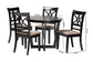 Baxton Studio Penny 5-Piece Dining Set - Compact Mid-Century Modern Round Table and Chair Set for Dining Room, Kitchen, Apartment, Sand