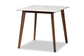 Baxton Studio Paras Mid-Century Modern Transitional Light Grey Fabric Upholstered and Walnut Brown Finished Wood 5-Piece Dining Set with Faux Marble Dining Table