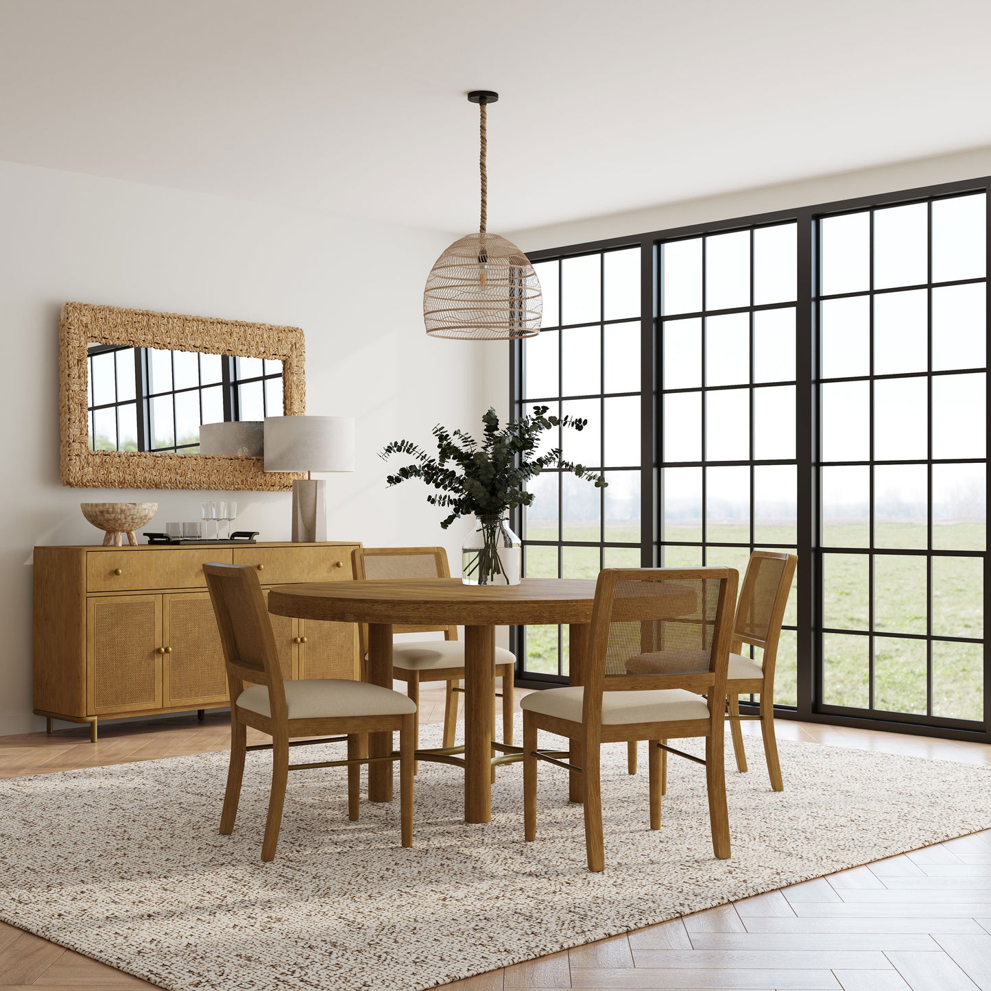 Arini 5-piece Round Dining Room Table Set Sand Wash