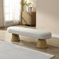 Dining Bench for Dining Room, Upholstered Bedroom End of Bed Entryway Bench, Boucle Ottoman for Living Room, 64'L Beige Stool Top Wood Leg 300 LBS Weight Capacity FredCo