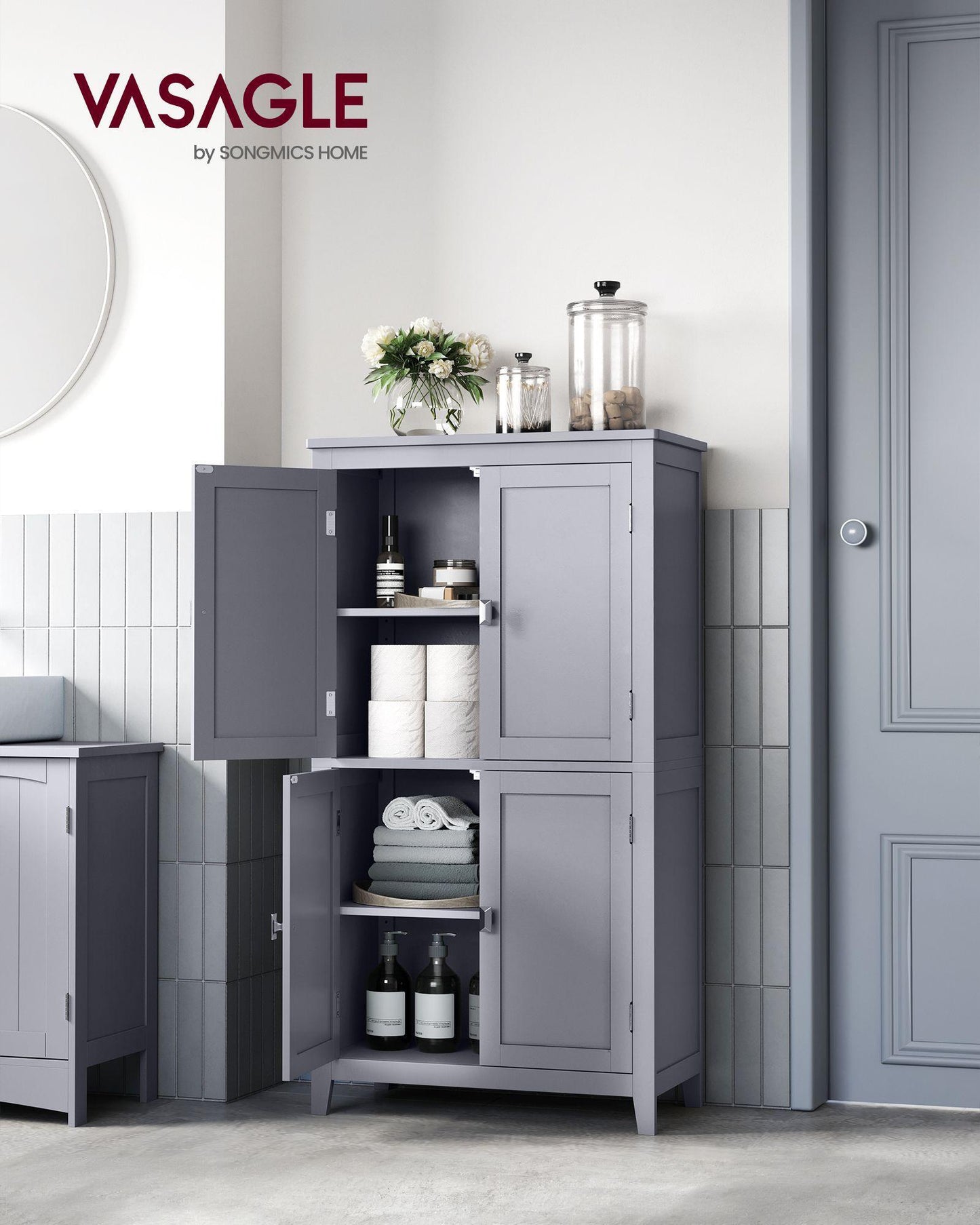 11.8''D x 23.6''W x 43.3''H Bathroom Floor Storage Cabinet FredCo