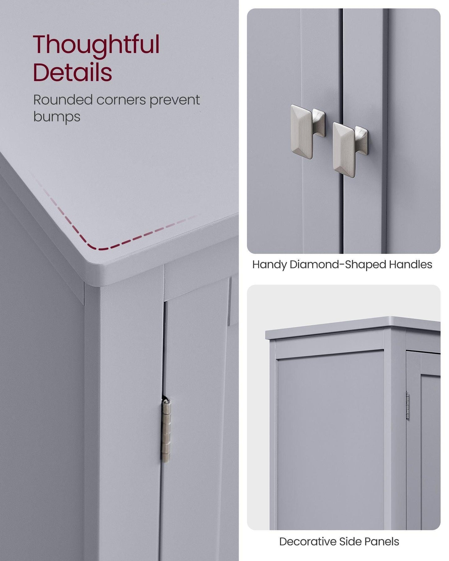 11.8''D x 23.6''W x 43.3''H Bathroom Floor Storage Cabinet FredCo