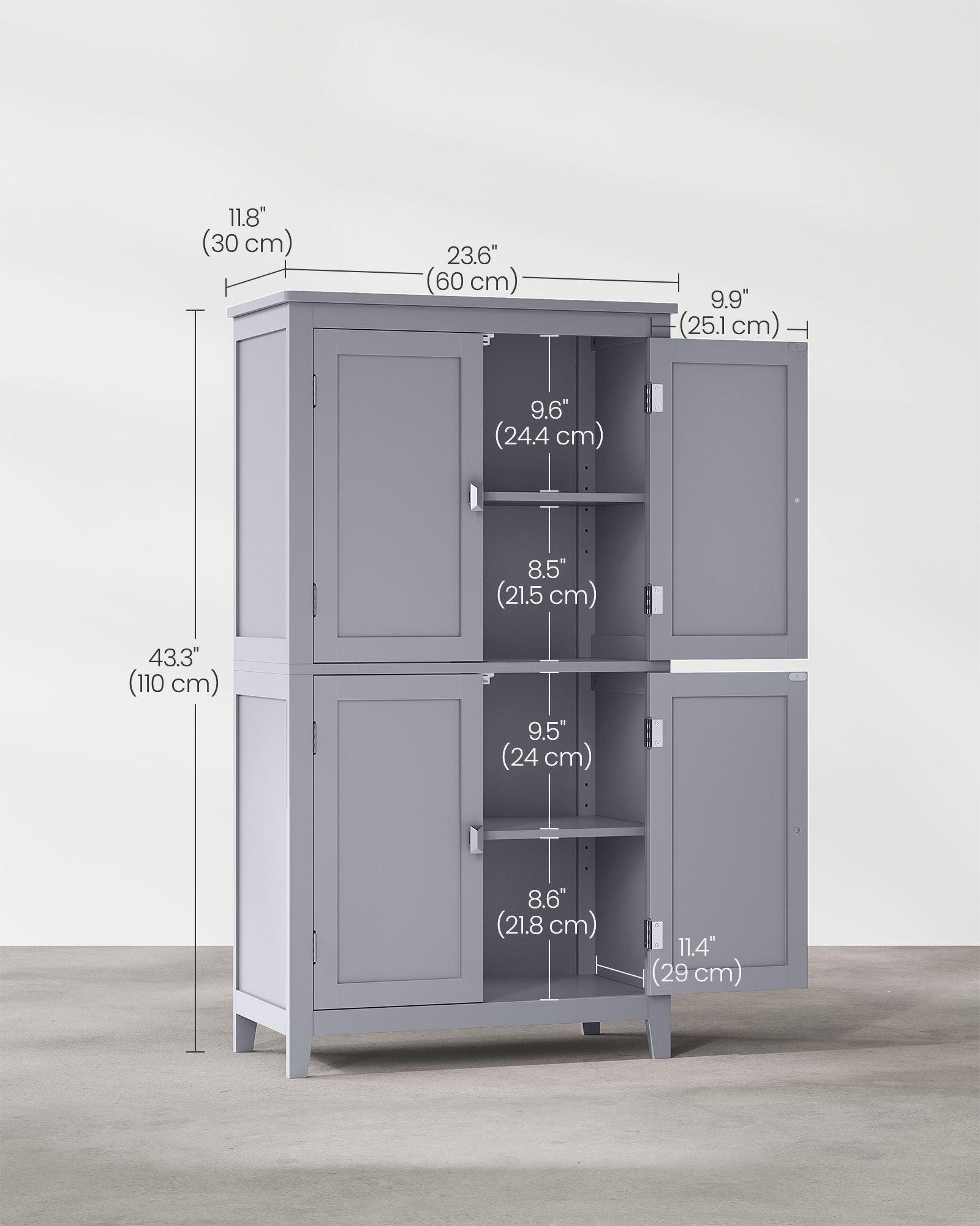 11.8''D x 23.6''W x 43.3''H Bathroom Floor Storage Cabinet FredCo
