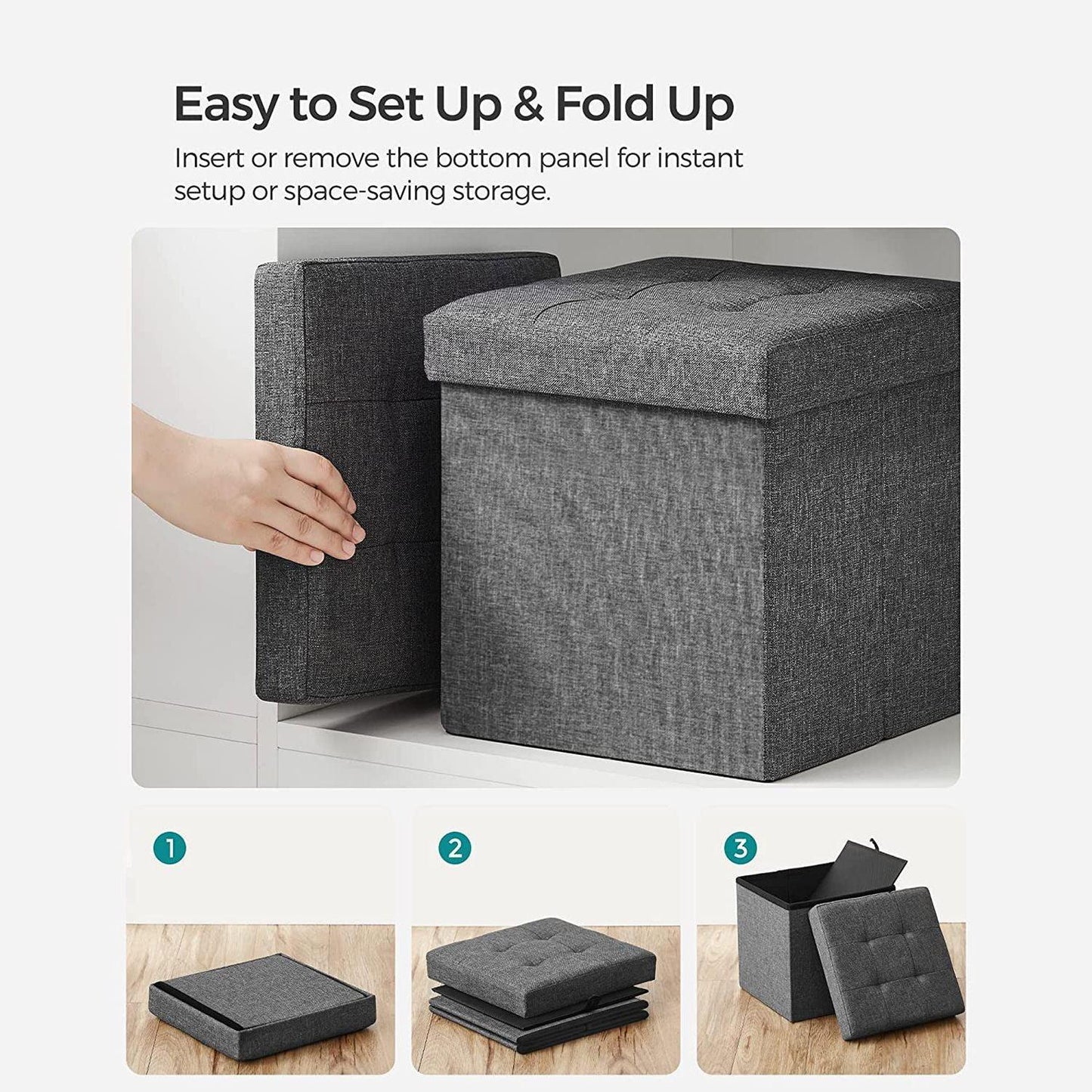 11.8 Inches Folding Storage Ottoman FredCo