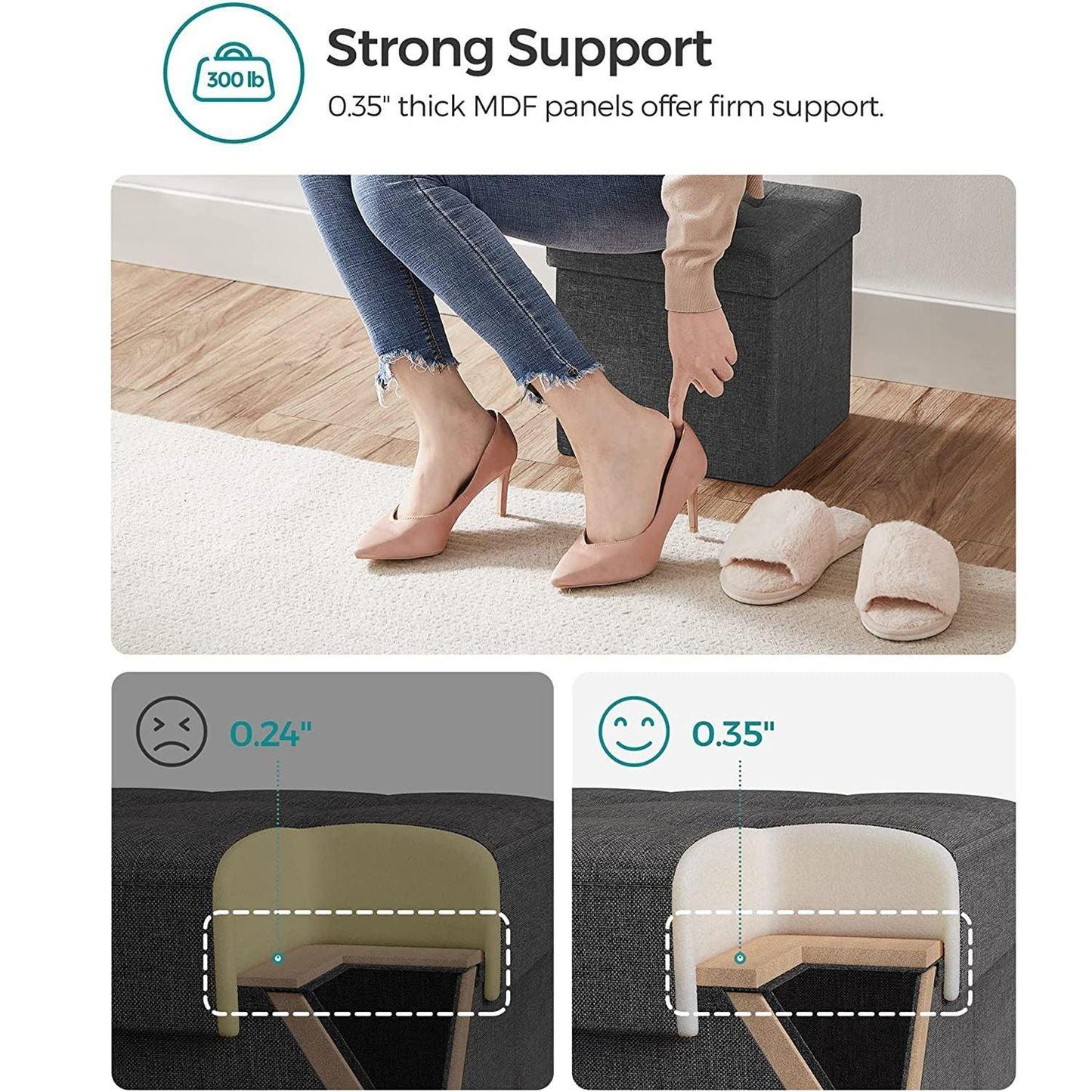 11.8 Inches Folding Storage Ottoman FredCo