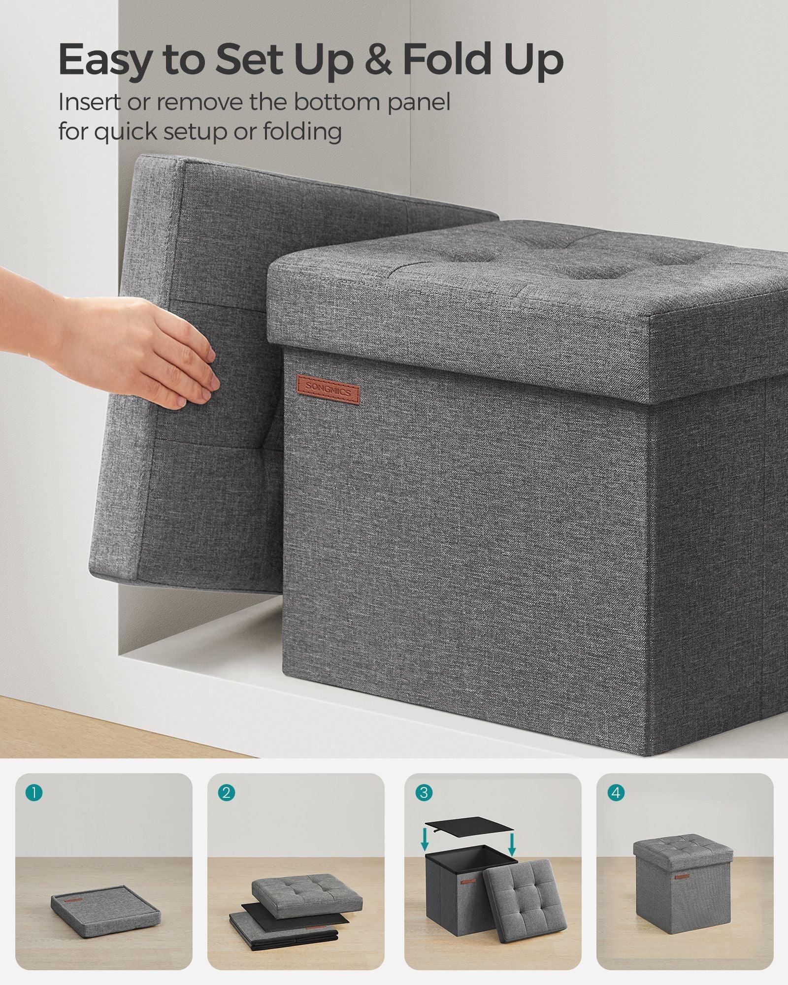 11.8 Inches Small Folding Storage Ottoman Cube FredCo
