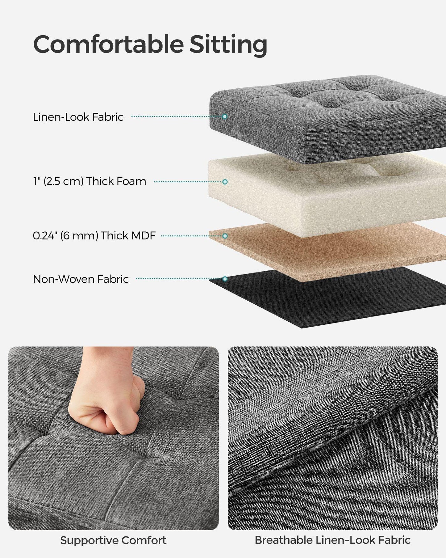 11.8 Inches Small Folding Storage Ottoman Cube FredCo