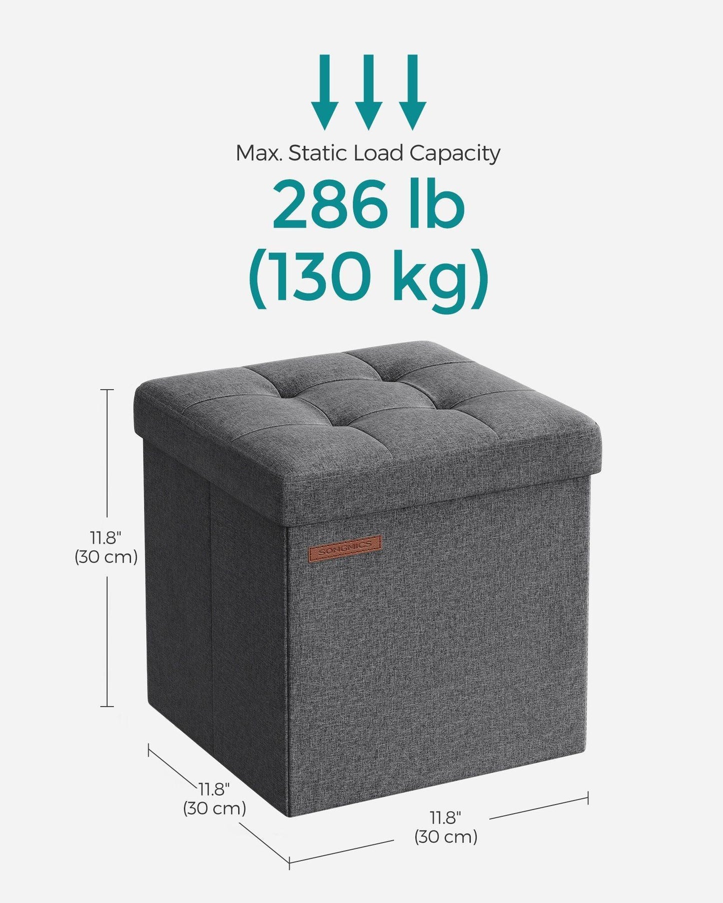 11.8 Inches Small Folding Storage Ottoman Cube FredCo