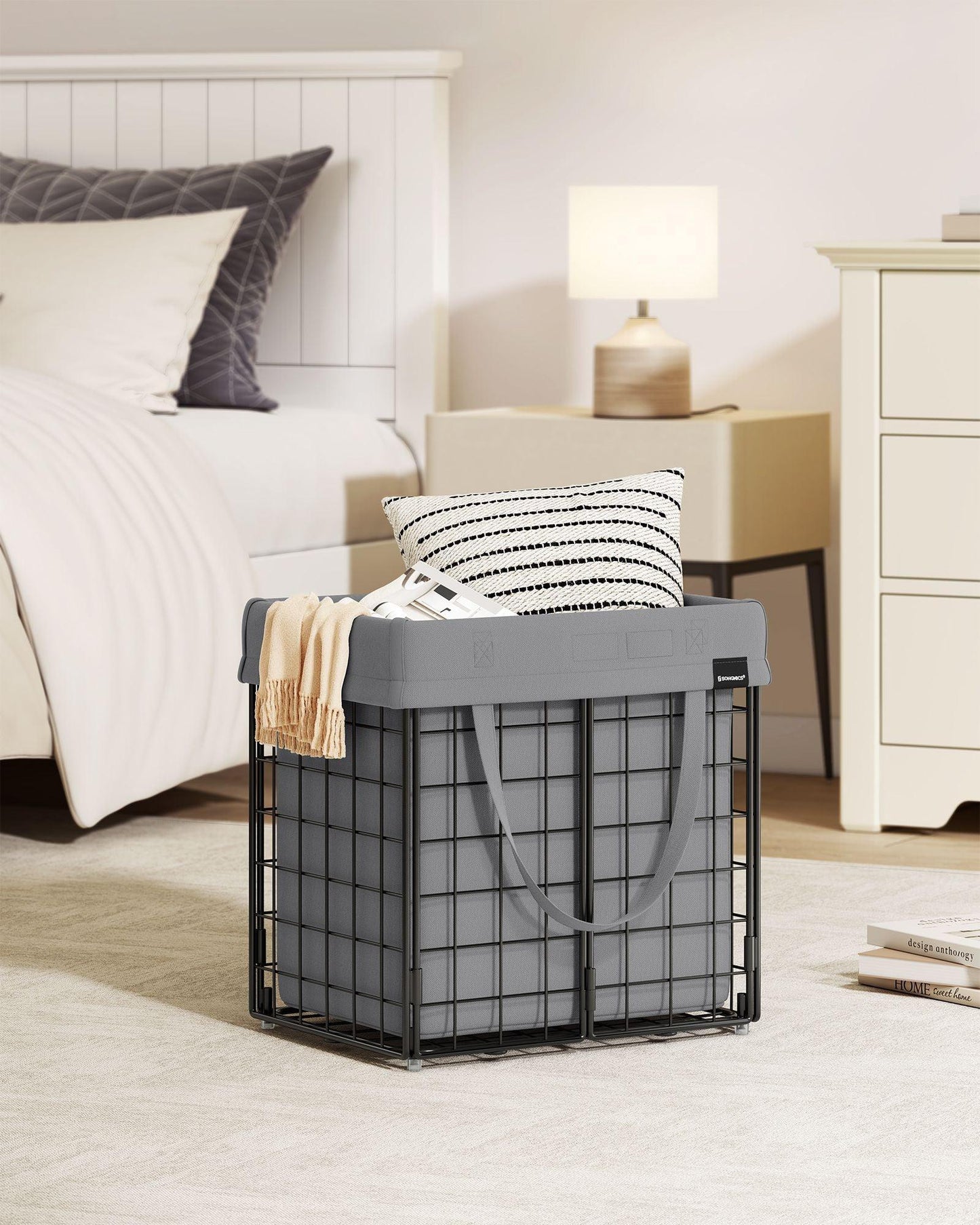 11-Gallon Laundry Hamper Black and Gray FredCo