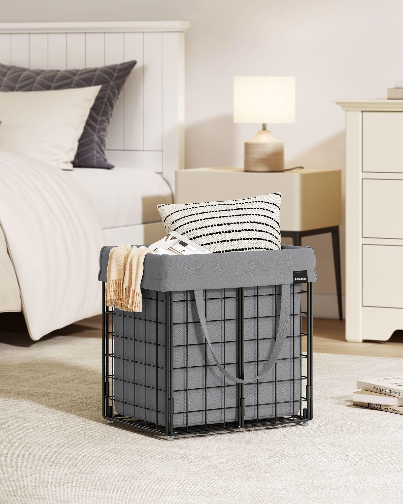 11-Gallon Laundry Hamper Black and Gray FredCo