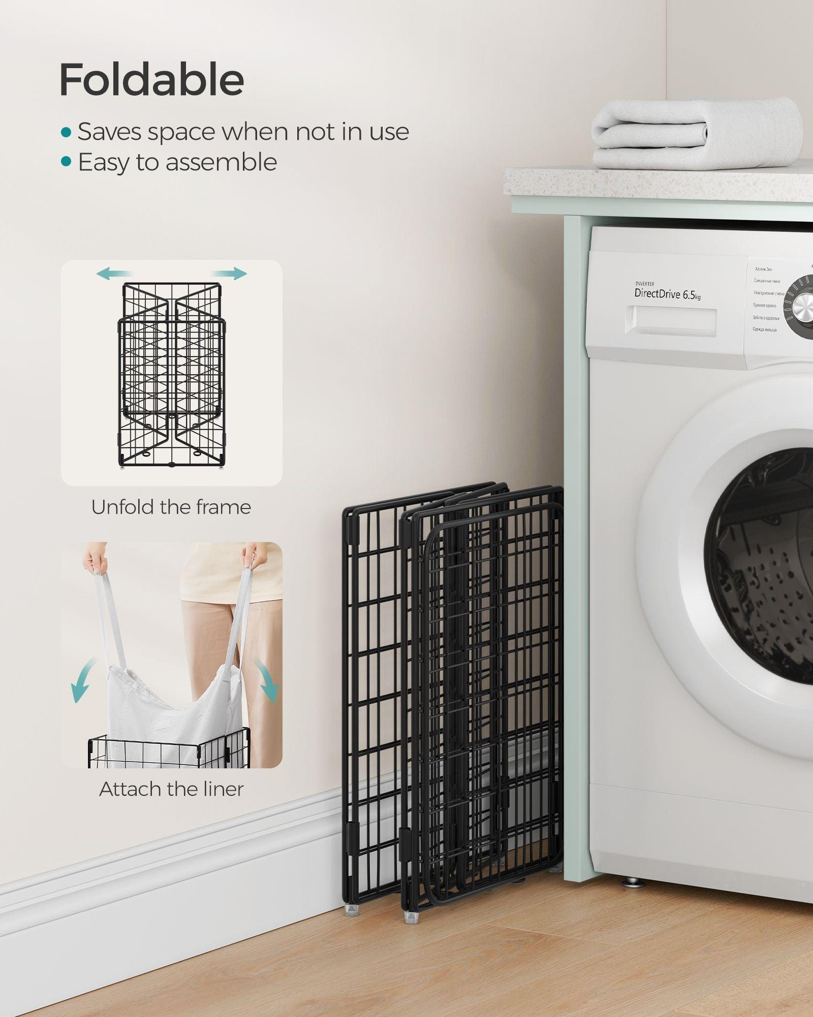 11-Gallon Laundry Hamper Black and White FredCo