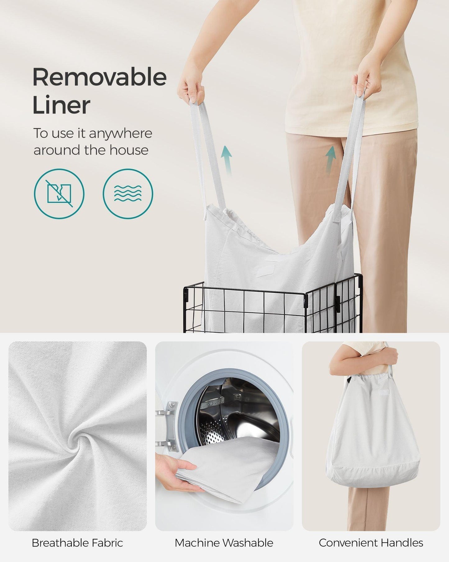 11-Gallon Laundry Hamper Black and White FredCo