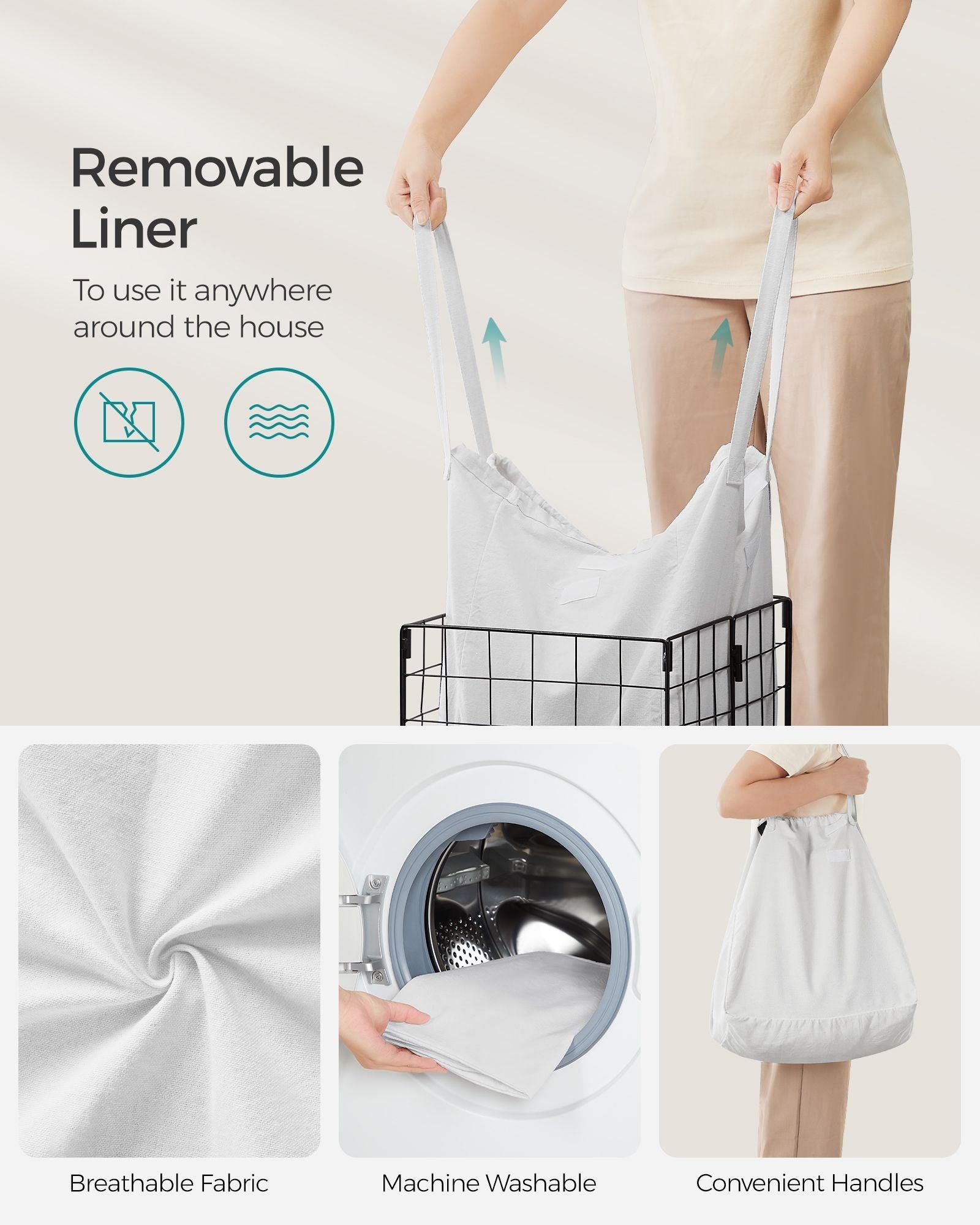 11-Gallon Laundry Hamper Black and White FredCo