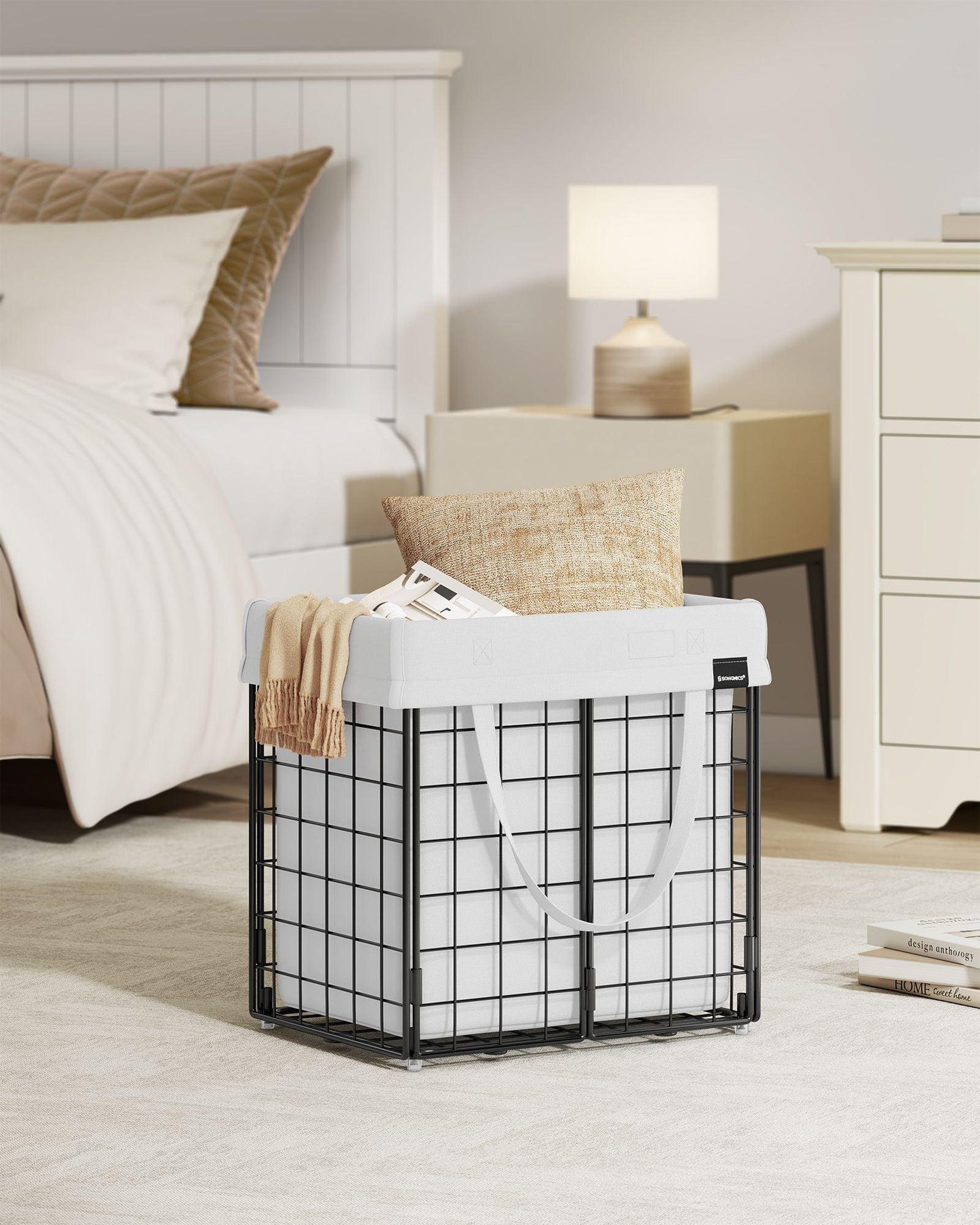11-Gallon Laundry Hamper Black and White FredCo