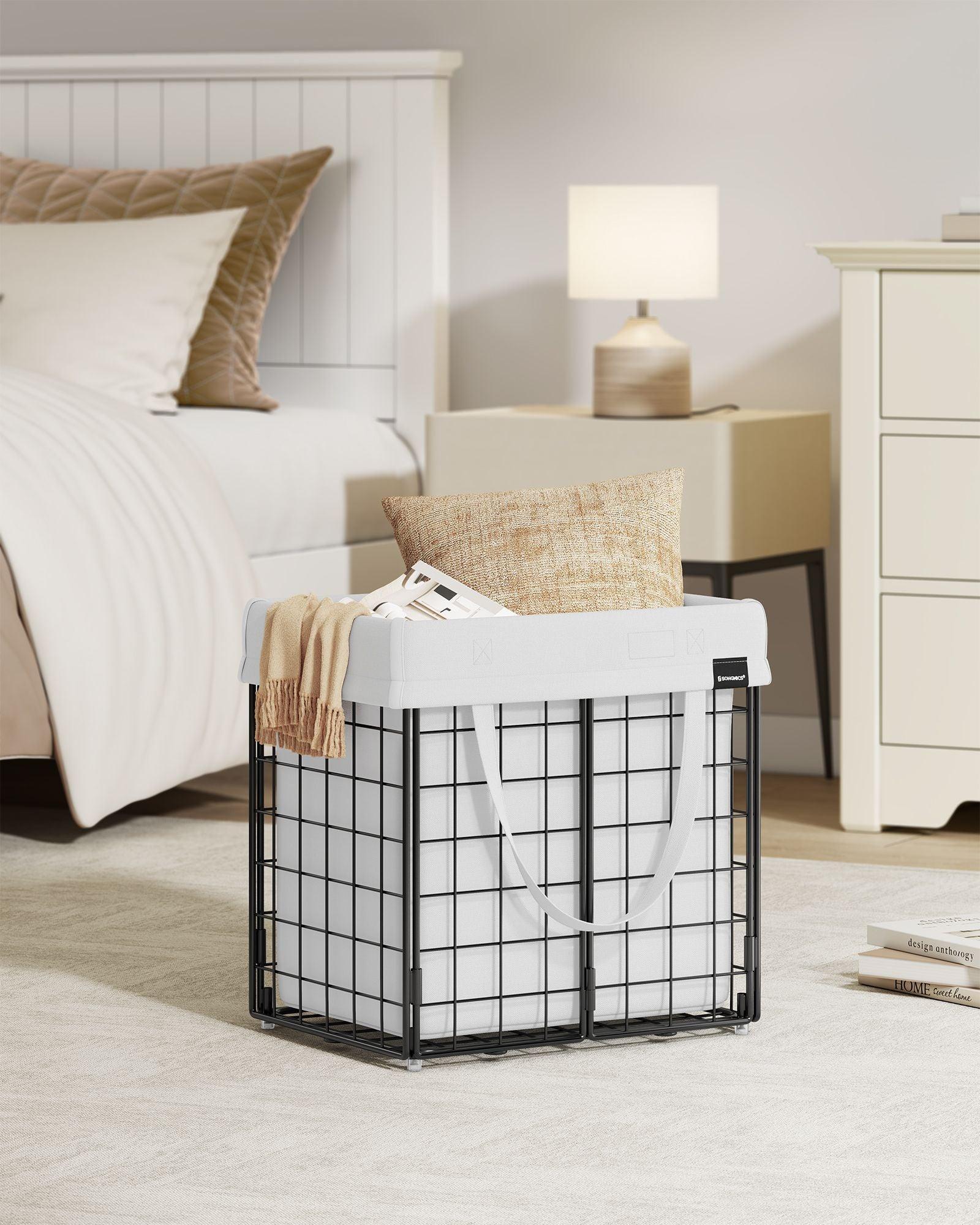 11-Gallon Laundry Hamper Black and White FredCo