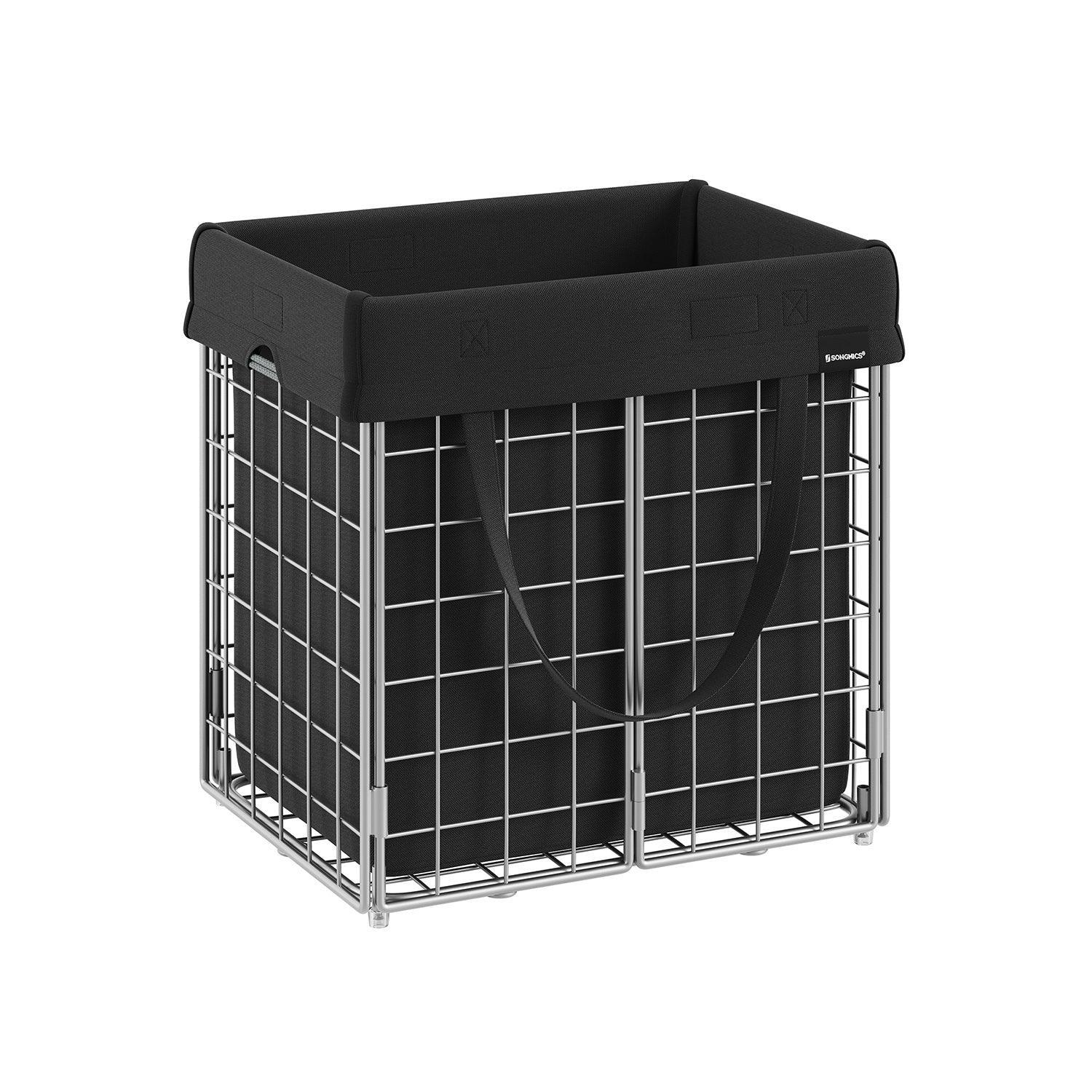 11-Gallon Laundry Hamper Silver and Classic Black FredCo