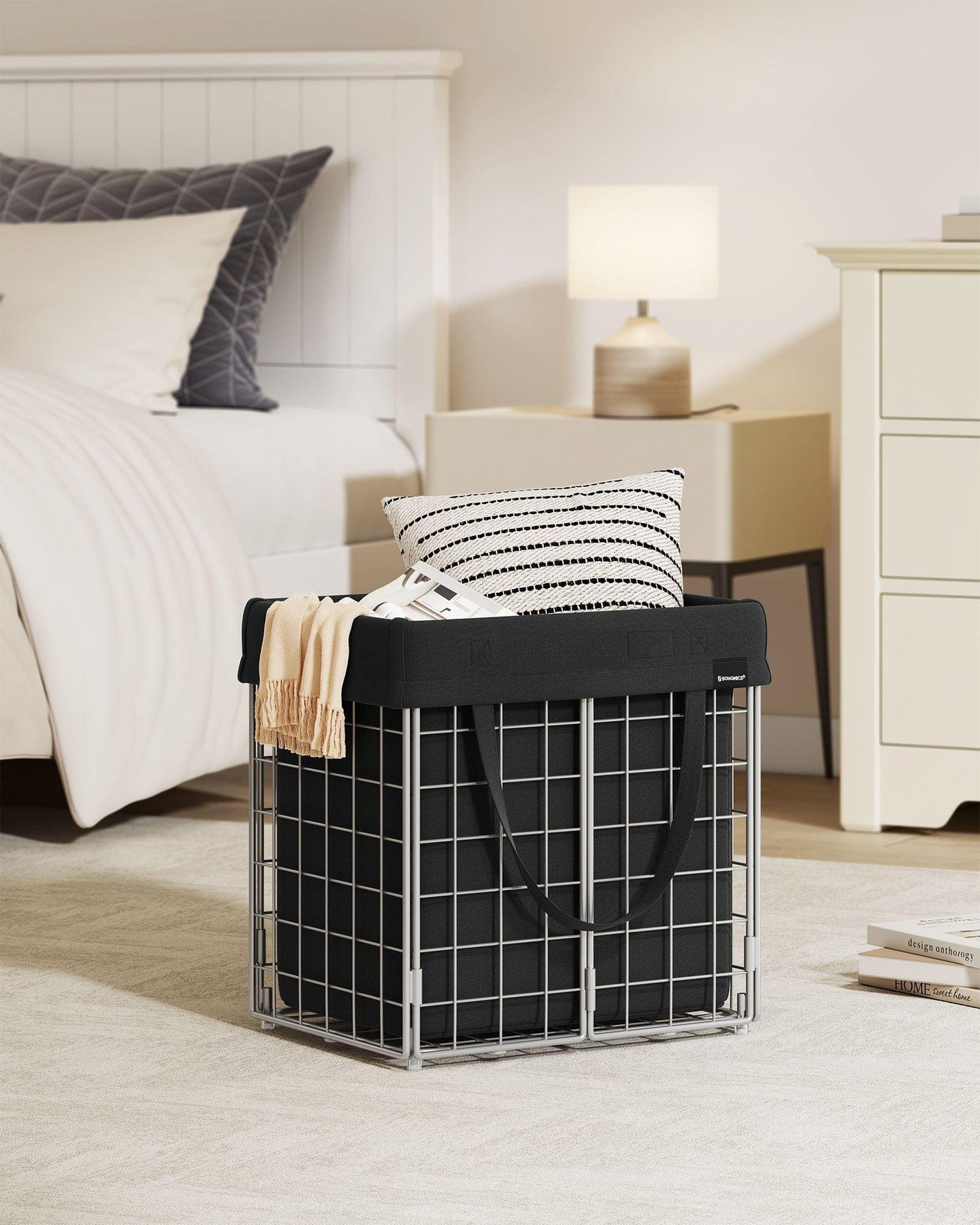 11-Gallon Laundry Hamper Silver and Classic Black FredCo