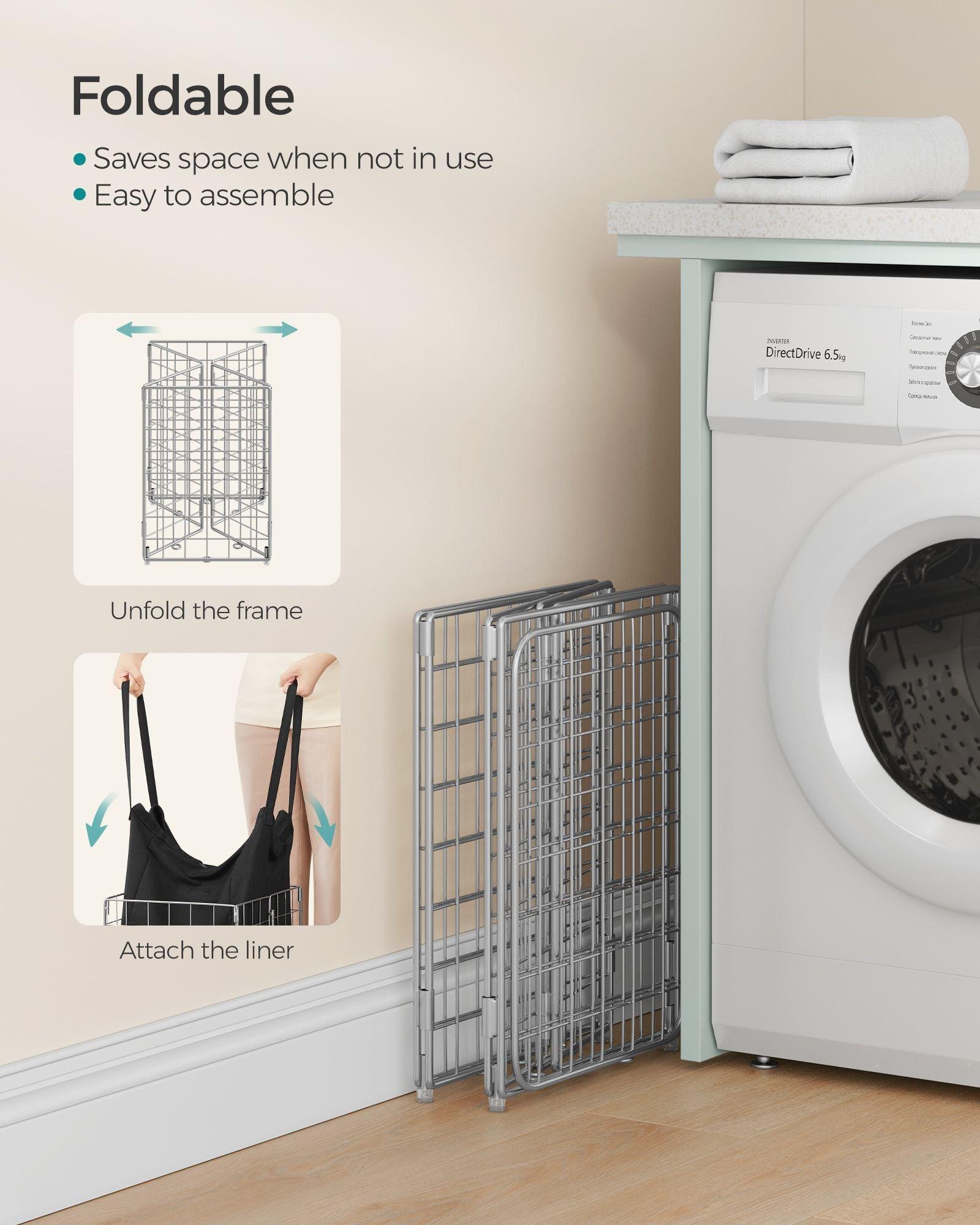 11-Gallon Laundry Hamper Silver and Classic Black FredCo