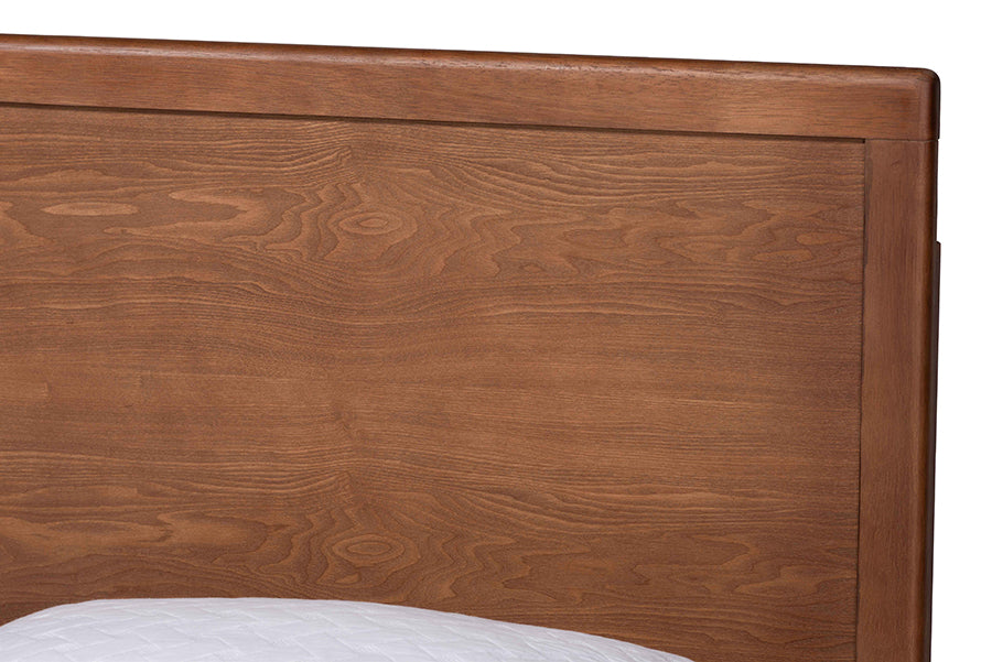 Baxton Studio Jiro Platform Bed - Mid-Century Modern Wood Bed Frame with Panel Headboard and Angled Legs for Bedroom or Guest Room, Full