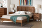 Baxton Studio Asami Mid-Century Modern Walnut Brown Finished Wood and Woven Rattan Queen Size 3-Piece Bedroom Set