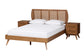 Baxton Studio Asami Mid-Century Modern Walnut Brown Finished Wood and Woven Rattan Full Size 3-Piece Bedroom Set