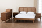 Baxton Studio Asami Mid-Century Modern Walnut Brown Finished Wood and Woven Rattan Queen Size 5-Piece Bedroom Set
