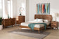 Baxton Studio Asami Mid-Century Modern Walnut Brown Finished Wood and Woven Rattan Full Size 4-Piece Bedroom Set