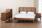 Baxton Studio Asami Mid-Century Modern Walnut Brown Finished Wood and Woven Rattan Full Size 4-Piece Bedroom Set