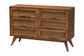 Baxton Studio Asami Mid-Century Modern Walnut Brown Finished Wood and Woven Rattan Queen Size 4-Piece Bedroom Set
