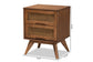 Baxton Studio Barrett Mid-Century Modern Walnut Brown Finished Wood and Synthetic Rattan 2-Drawer Nightstand