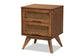 Baxton Studio Barrett Mid-Century Modern Walnut Brown Finished Wood and Synthetic Rattan 2-Drawer Nightstand