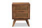Baxton Studio Barrett Mid-Century Modern Walnut Brown Finished Wood and Synthetic Rattan 2-Drawer Nightstand