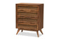 Baxton Studio Barrett Mid-Century Modern Walnut Brown Finished Wood and Synthetic Rattan 4-Drawer Chest