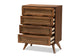 Baxton Studio Barrett Mid-Century Modern Walnut Brown Finished Wood and Synthetic Rattan 4-Drawer Chest