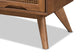 Baxton Studio Barrett Mid-Century Modern Walnut Brown Finished Wood and Synthetic Rattan 4-Drawer Chest