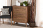 Baxton Studio Barrett Mid-Century Modern Walnut Brown Finished Wood and Synthetic Rattan 4-Drawer Chest