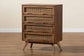 Baxton Studio Barrett Mid-Century Modern Walnut Brown Finished Wood and Synthetic Rattan 4-Drawer Chest
